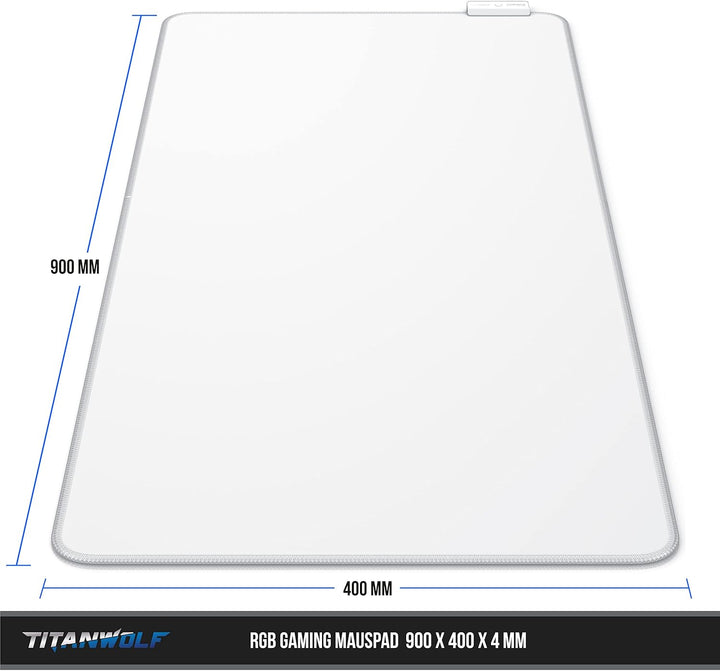 TITANWOLF - RGB Gaming Mauspad - LED Schreibtischunterlage - 900x400 mm Übergrösse - XXL Mousepad -