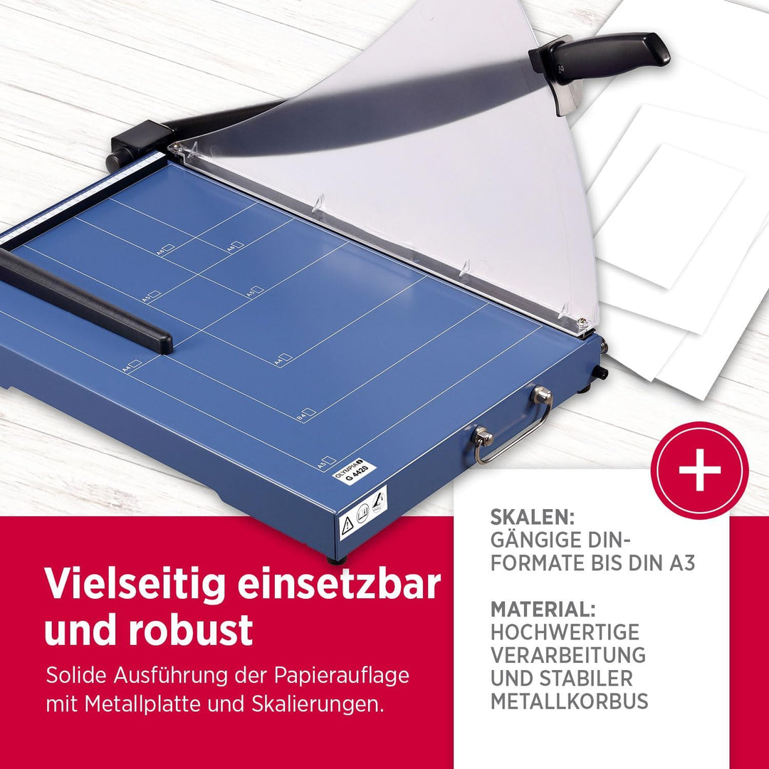 Olympia G 4420 Profi Stapelschneider (für Büro, DIN A3, 20 Blatt, Schnittschutz, Schneidemaschine mi