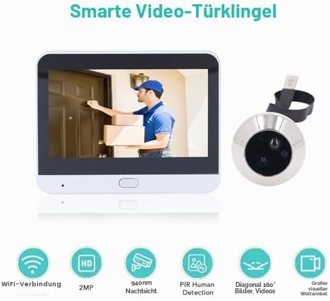 ASHATA 2MP 1080P Digitaler Türspion für die Sicherheit zu Hause, 160-Grad-Türspionkamera mit 4,3-Zol