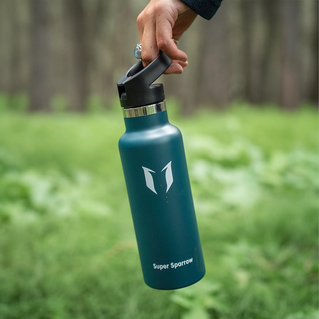 Super Sparrow Trinkflasche Edelstahl - 350ml/500ml/620ml/750ml/1L - Auslaufsicher Thermoskanne, BPA-