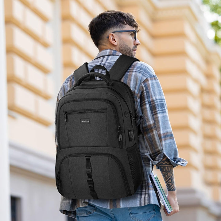 YAMTION 17,3 Zoll Rucksack Laptop Herren Gross mit Schuhfach und Laptopfach für Arbeit,Wasserdichter