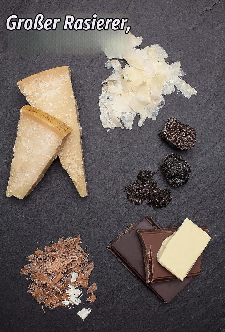 Microplane Grosse Raspel Küchenreibe für Hartkäse, Schokolade und Trüffel in Schwarz mit Edelstahlkl