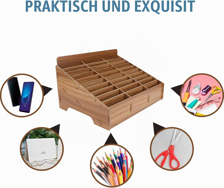 Awleynz 30 Gitter Handygarage Schule, Handy Hotel Aufbewahrungsbox Holz, Multi-Grid-Aufbewahrungsbox