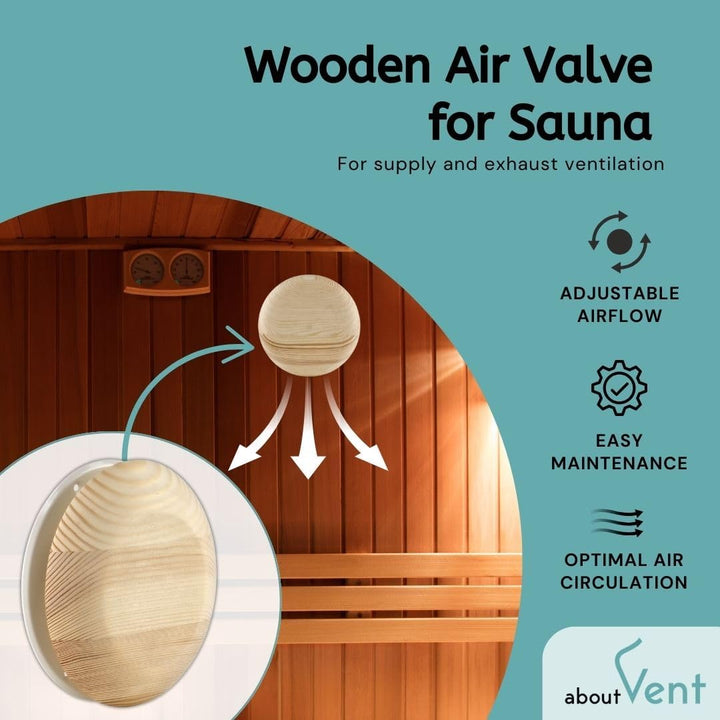 160mm Rund Holz Tellerventil für Sauna - Abluft Zuluft Lüftungsventil - Anemostat, Diffusor, Lüftung