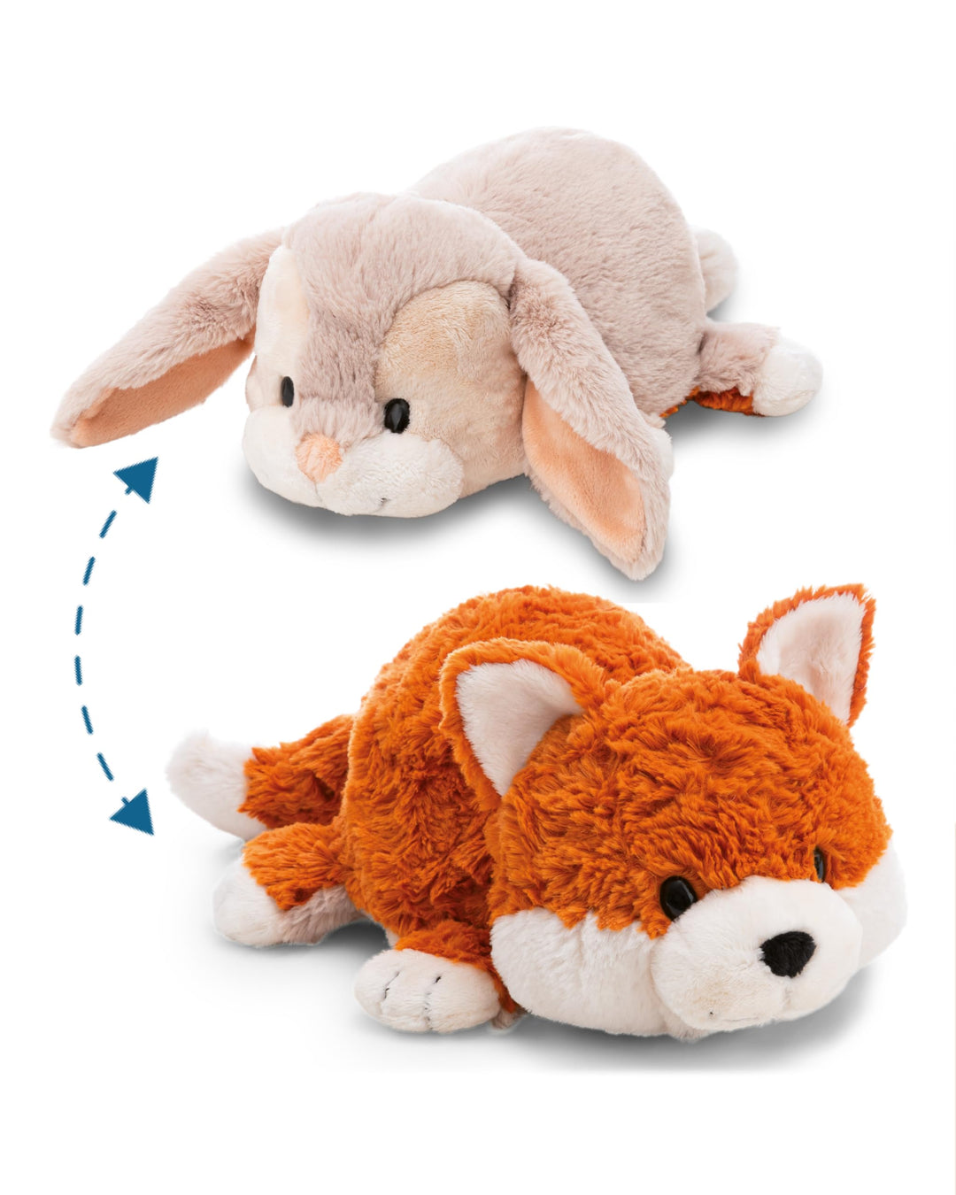 Kuscheltier Hase & Fuchs 25cm mit Wendefunktion 2in1 - orange - Stofftier aus weichem Plüsch, niedli
