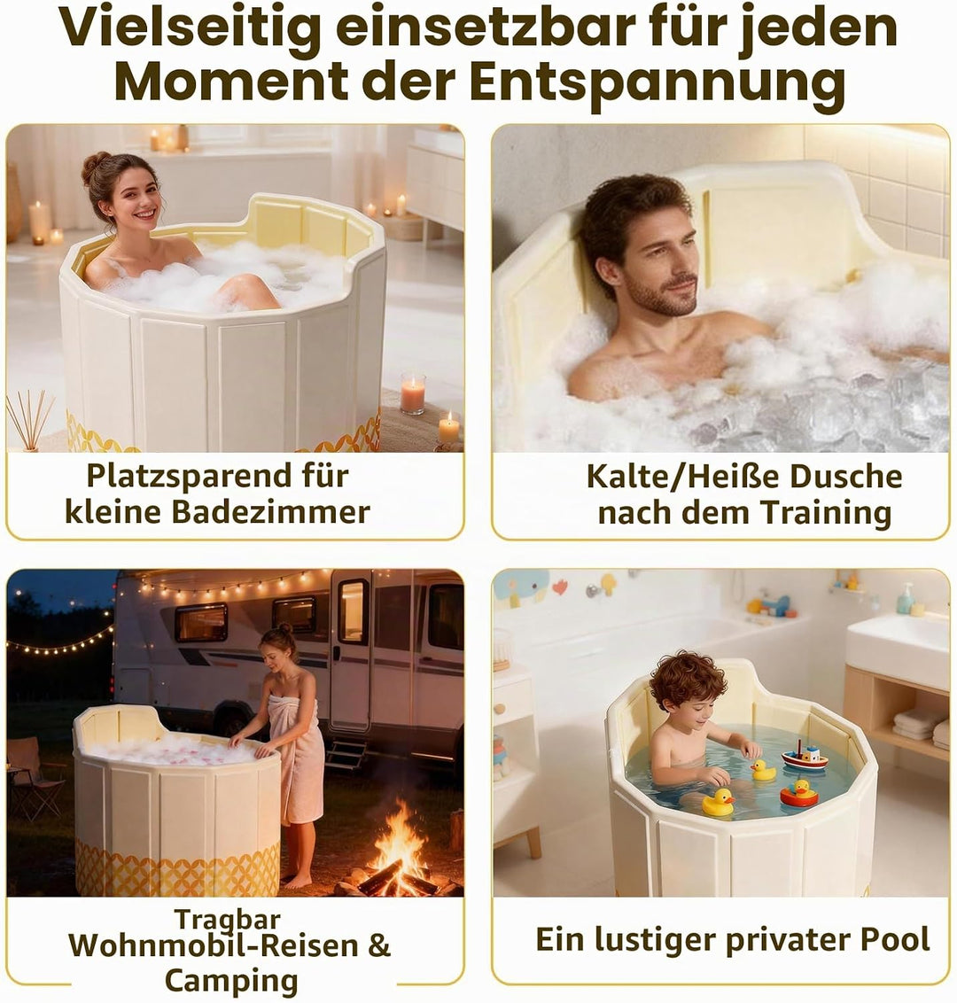 80 cm Faltbare Badewanne Erwachsene, Portable Erwachsenen-Badewanne für Dusche, Upgrade C-Förmiger R