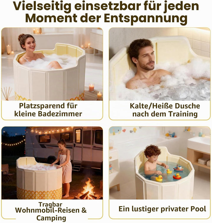 80 cm Faltbare Badewanne Erwachsene, Portable Erwachsenen-Badewanne für Dusche, Upgrade C-Förmiger R