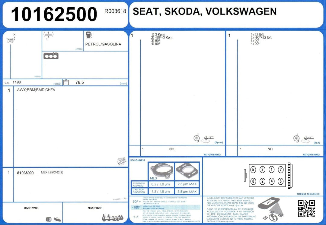 AJUSA 81036000 Zylinderkopfschraubensatz