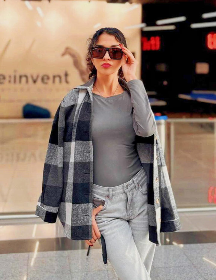 Zeagoo Damen Flanellhemd Karierte Hemdbluse Langarm Knopfleiste Flanell Bluse mit Tasche Lässige Kar