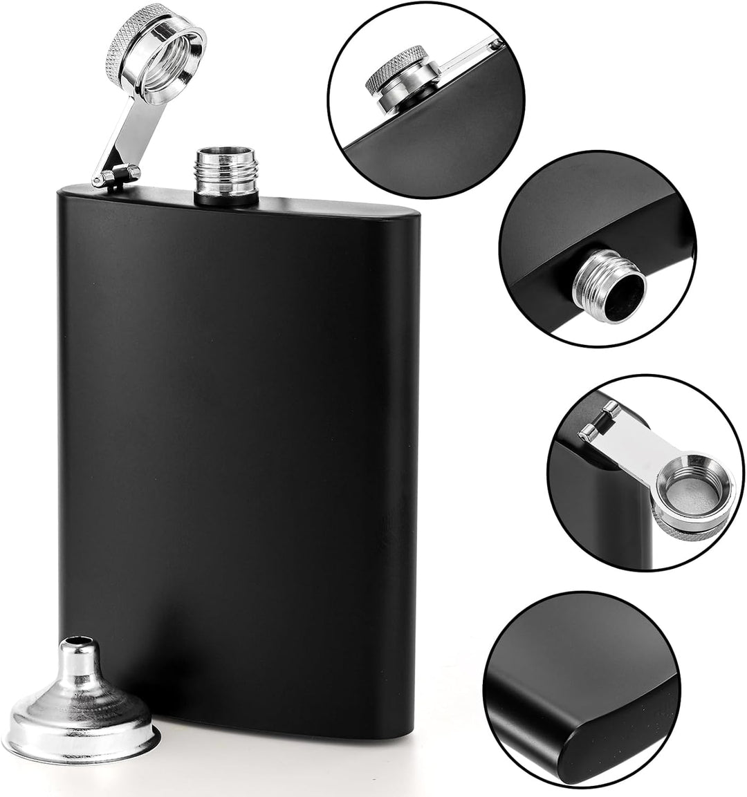 Lawei 4er Pack Flachmann mit 4 Trichter Taschenflasche Edelstahl Schnapsflasche Trinkflasche Auslauf