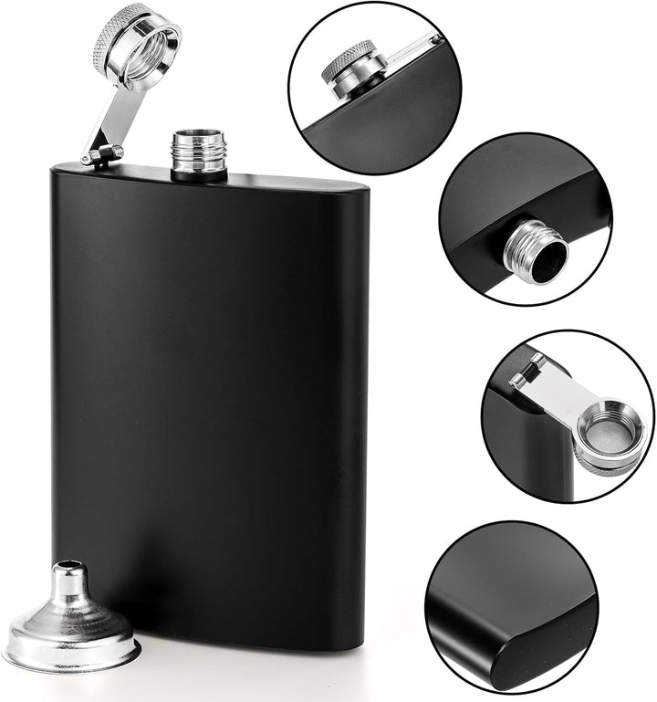 Lawei 4er Pack Flachmann mit 4 Trichter Taschenflasche Edelstahl Schnapsflasche Trinkflasche Auslauf