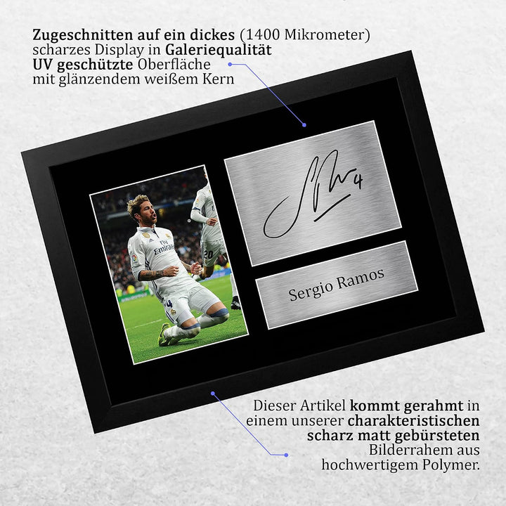 HWC Trading Sergio Ramos A4 Gerahmte Signiert Gedruckt Autogramme Bild Druck-Fotoanzeige Geschenk Fü