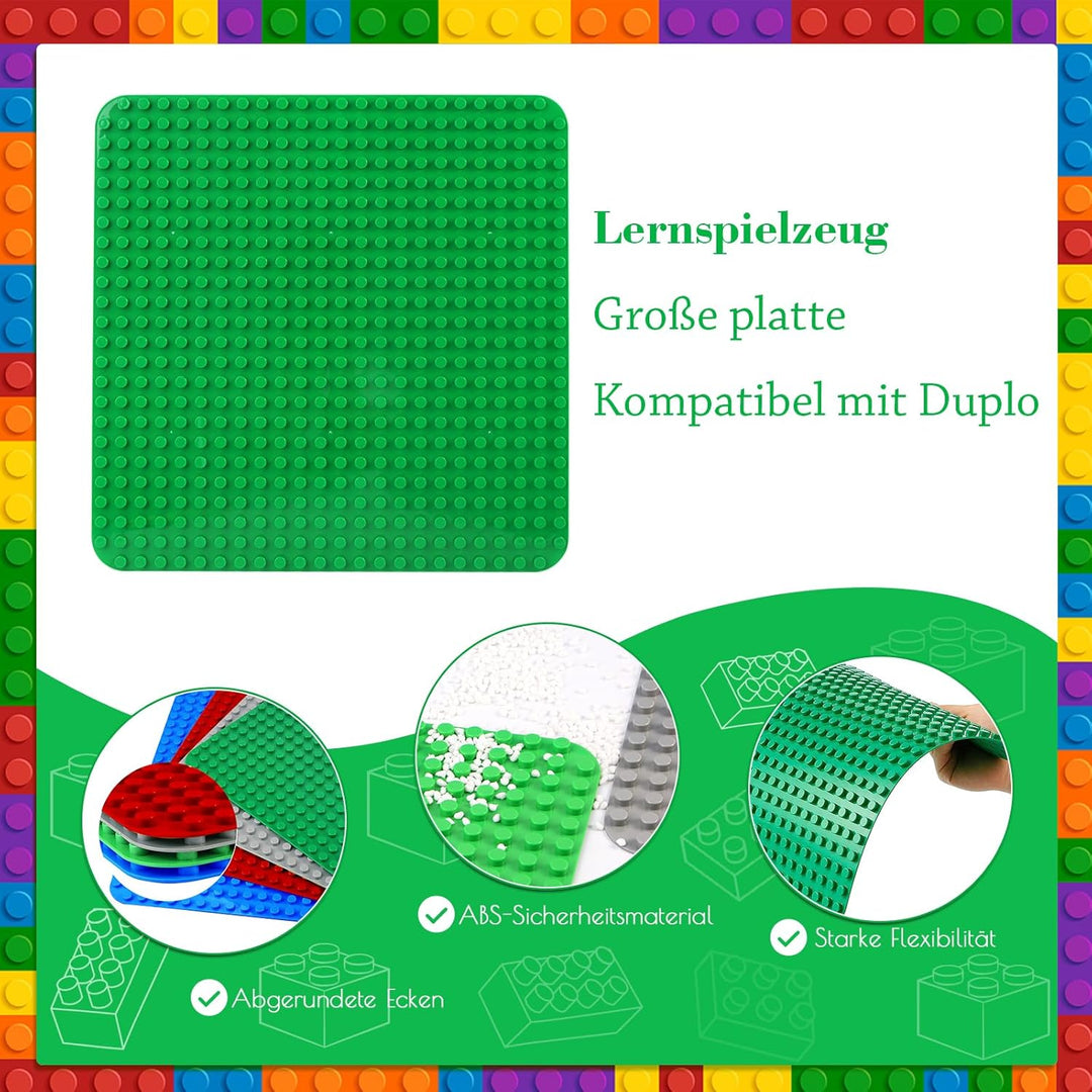 grosse Platte Kompatibel mit Lego Duplo, 38 x 38cm grundplatte, Konstruktionsspielzeug für Mädchen u