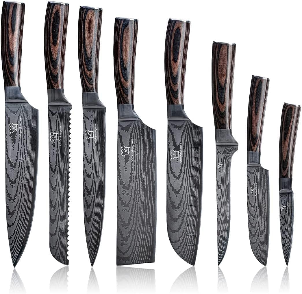 Küchenkompane - Professionelles Edelstahl Messerset Premium Messerset 8-teilig Messerset mit ergonom