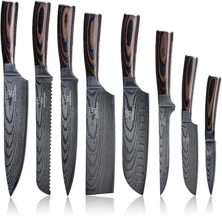 Küchenkompane - Professionelles Edelstahl Messerset Premium Messerset 8-teilig Messerset mit ergonom