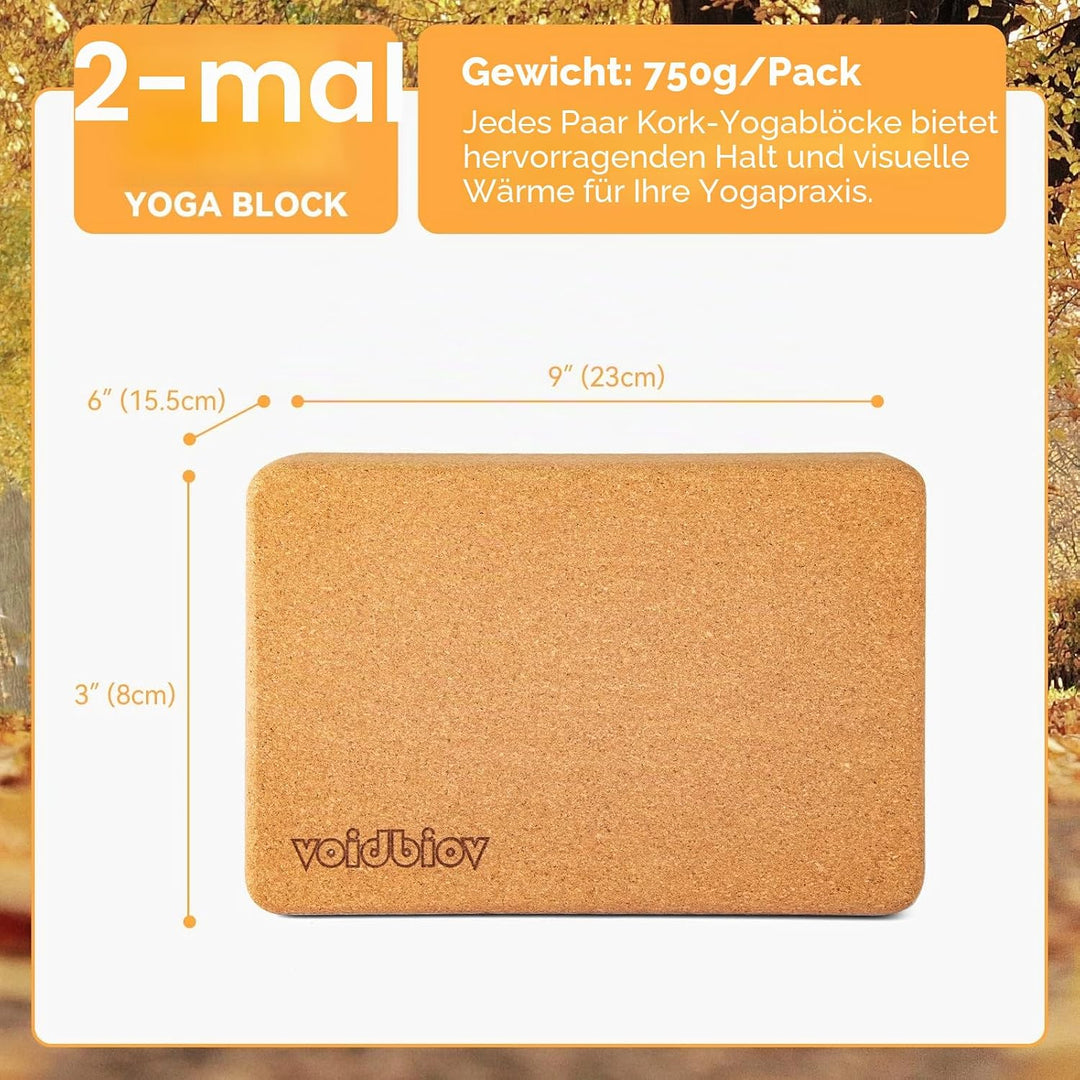 Yoga Block Set aus Kork(3"x 9" x 6"/4"x 9"x 6"),Professionelle Blöcke für Yoga, Pilates, Übungen Dah