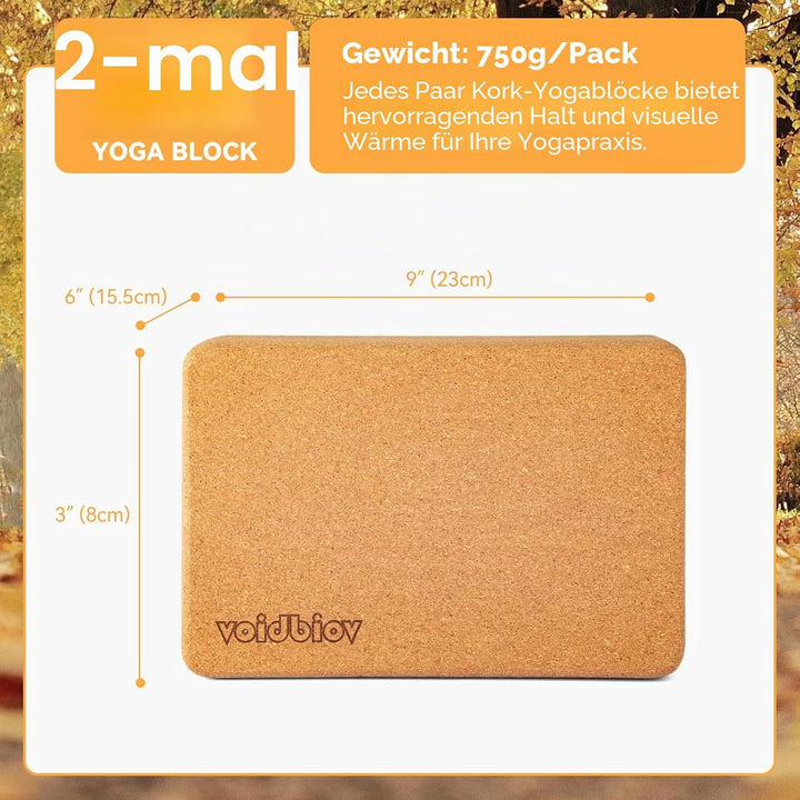 Yoga Block Set aus Kork(3"x 9" x 6"/4"x 9"x 6"),Professionelle Blöcke für Yoga, Pilates, Übungen Dah
