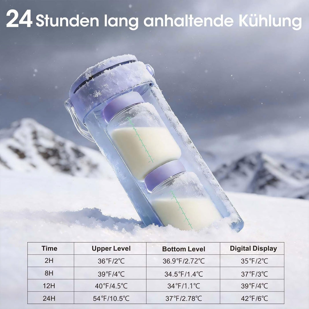 Muttermilchkühler, 625 ml, mit Temperaturanzeige, 360° Gesamtkühlung, Milchflasche, Aufbewahrungsküh