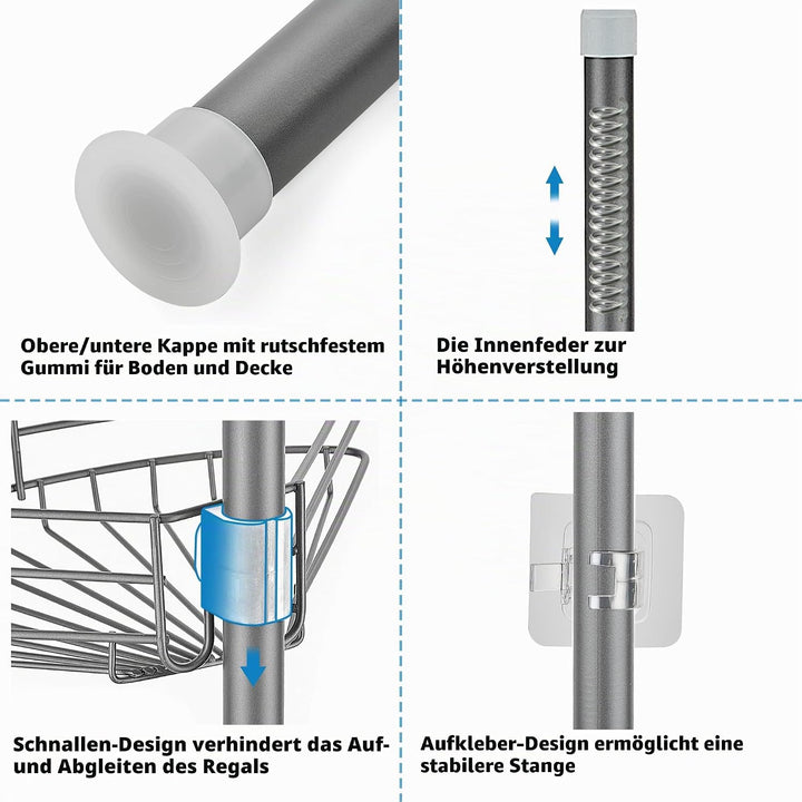 Teleskop Duschregal ohne Bohren Duschablage Ecke Metall Eckregal Bad Badregal Organizer Höhenverstel