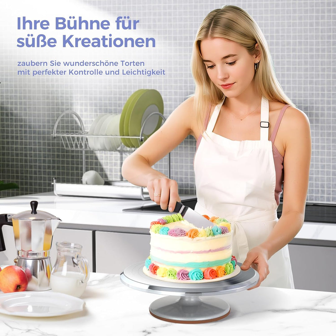 Tortenplatte Drehbar, Ohuhu Drehbare Tortenplatte 30 cm, Aluminiumlegierung Tortenständer Drehteller