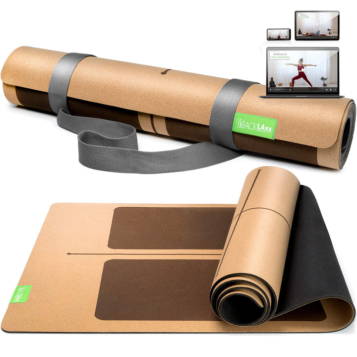 BACKLAXX® Yogamatte Kork mit Naturkautschuk | FAZ Testsieger 2026 | Yoga Matte Kork nachhaltig | Sch
