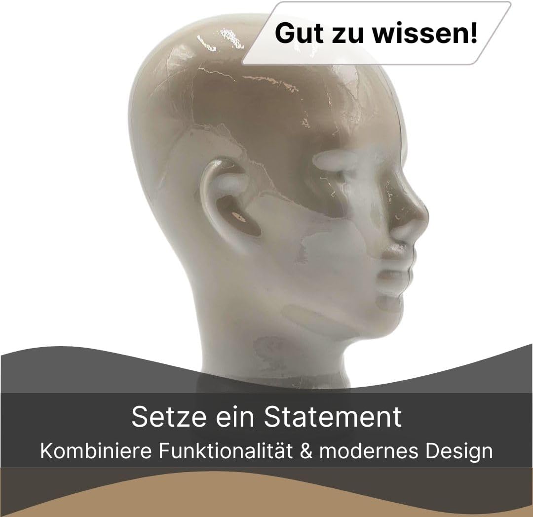 Glaskopf Ständer für Kopfhörer, Headset & VR-Brille – Dekorativer Kopf aus Glas – Design Kopfhörerha