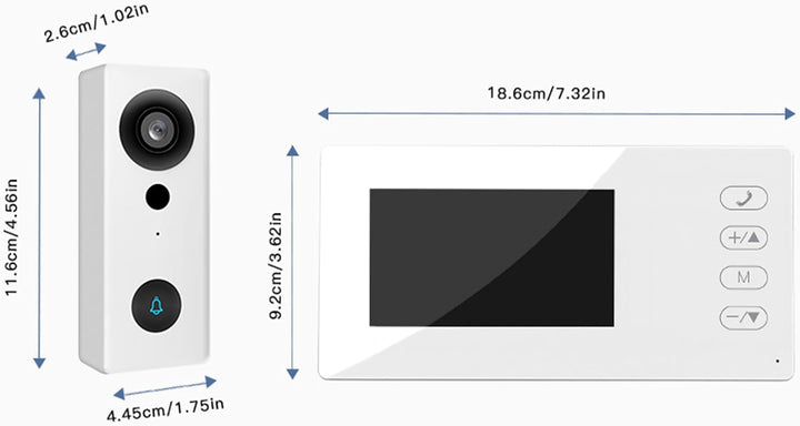 2,4 G Kabellose Video-Türklingelkamera mit Display, 4,3-Zoll-IPS-Bildschirm, Video-Türsprechanlage,