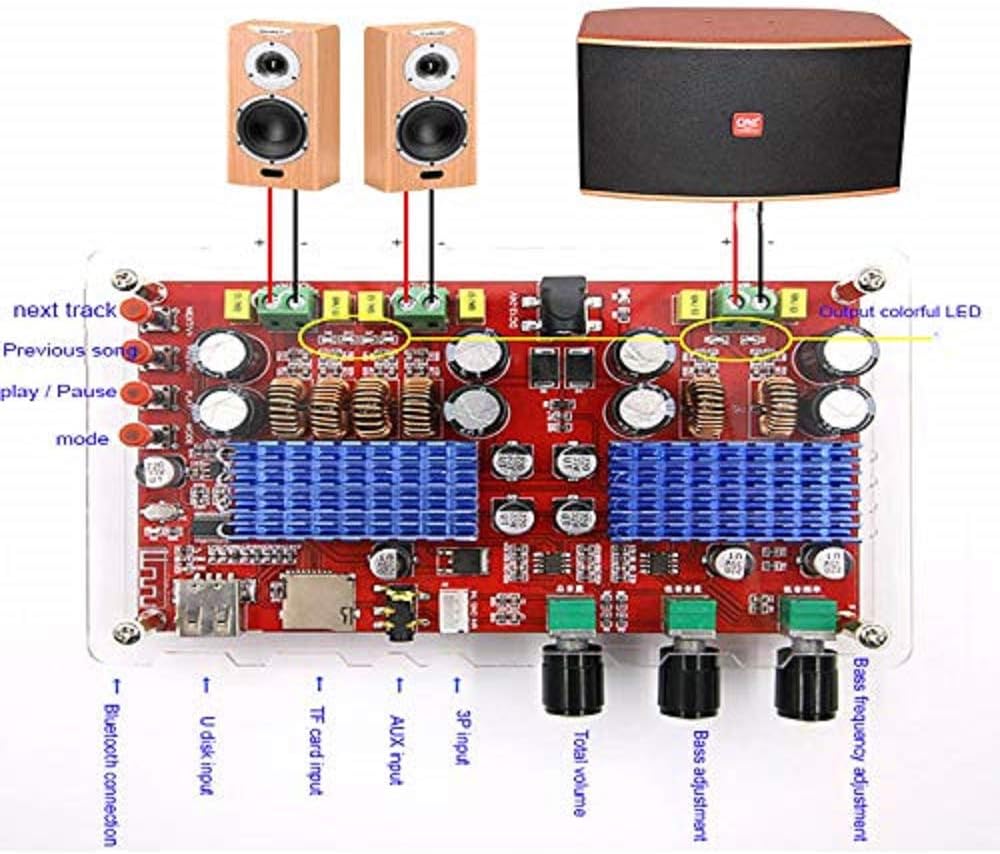 DollaTek TDA3116 2x60W + 100W 2.1 Kanal Bluetooth Audio Digitalverstärker Bord Subwoofer AUX TF U Di