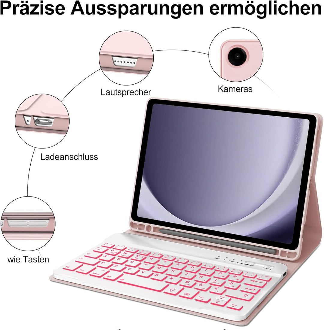 IVEOPPE Hülle mit Tastatur für Samsung Galaxy Tab A9 8.7", Tastatur für Samsung Tablet A9 2023, Magn
