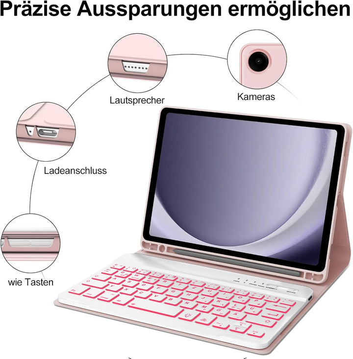 IVEOPPE Hülle mit Tastatur für Samsung Galaxy Tab A9 8.7", Tastatur für Samsung Tablet A9 2023, Magn
