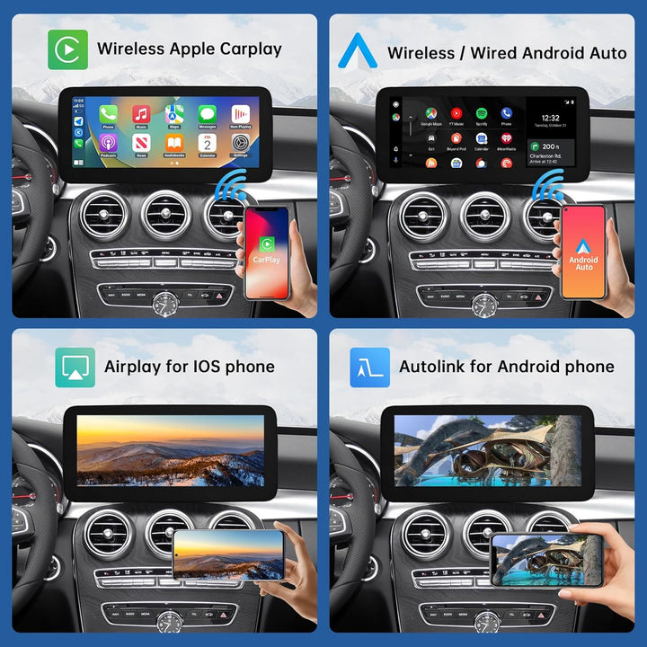Road Top 12,3 Zoll Ultra-schmal Autoradio Drahtloses CarPlay Android Auto Touchscreen für Mercedes B