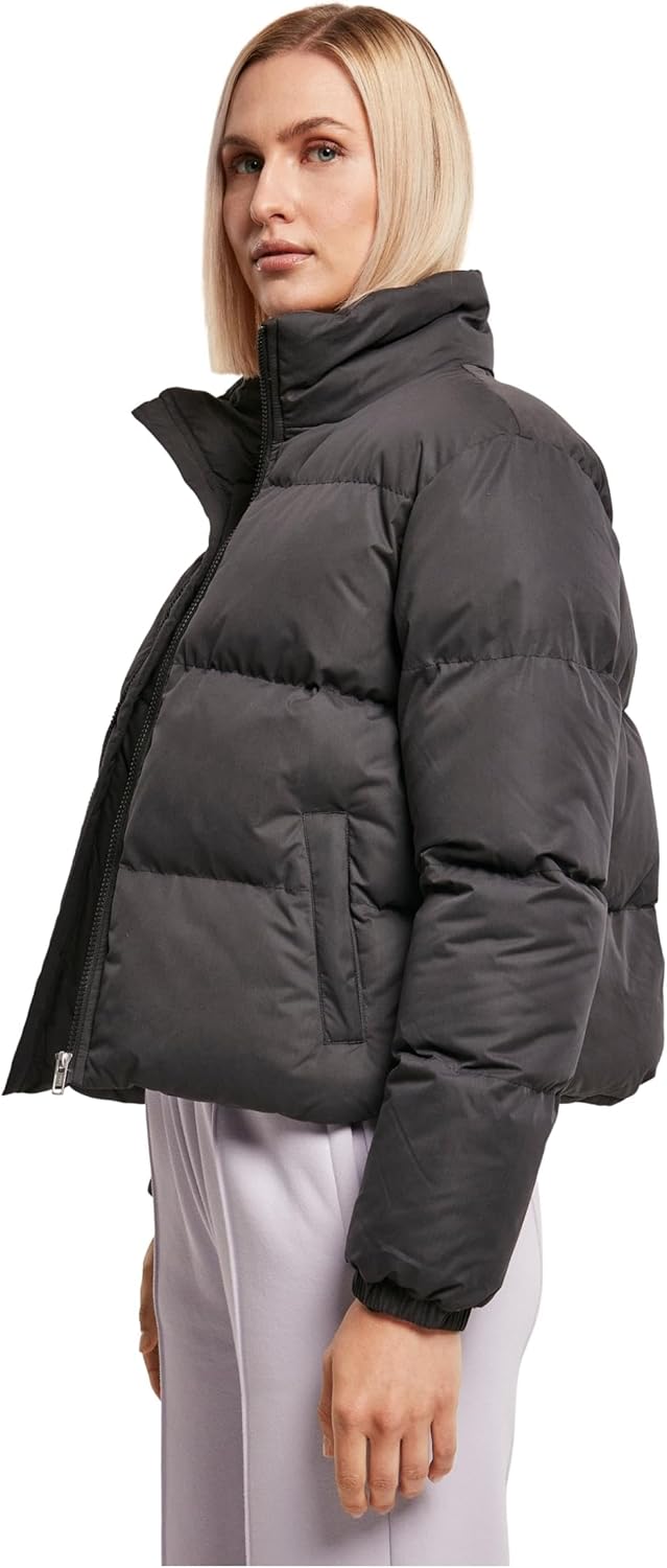 Urban Classics Damen Ladies Short Peached Puffer Jacket Jacke M Schwarz, M Schwarz