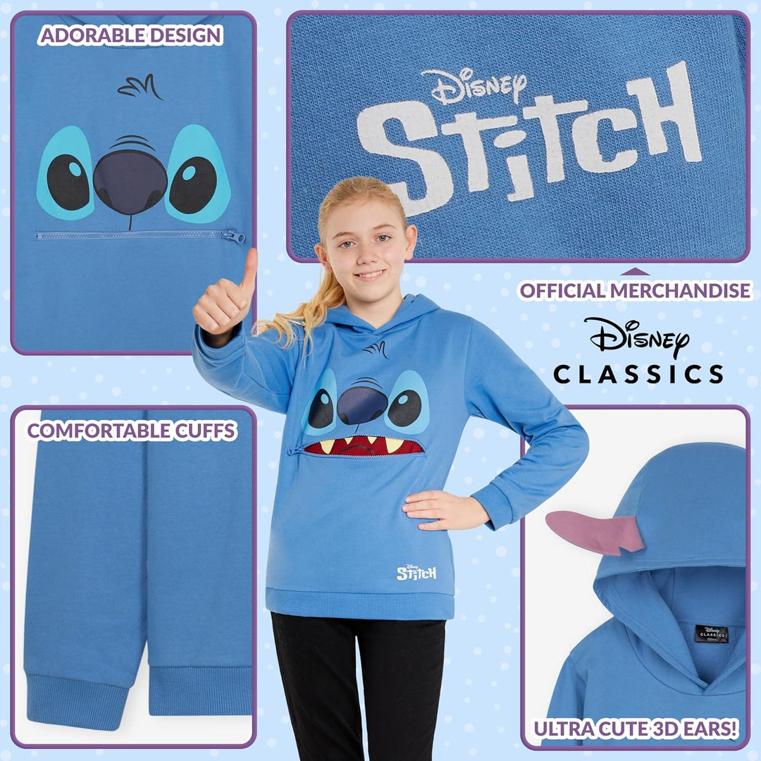Disney Hoodie für Mädchen, Coole Pullover für Kinder und Jugendliche - Mädchen Geschenke (Blau Stitc
