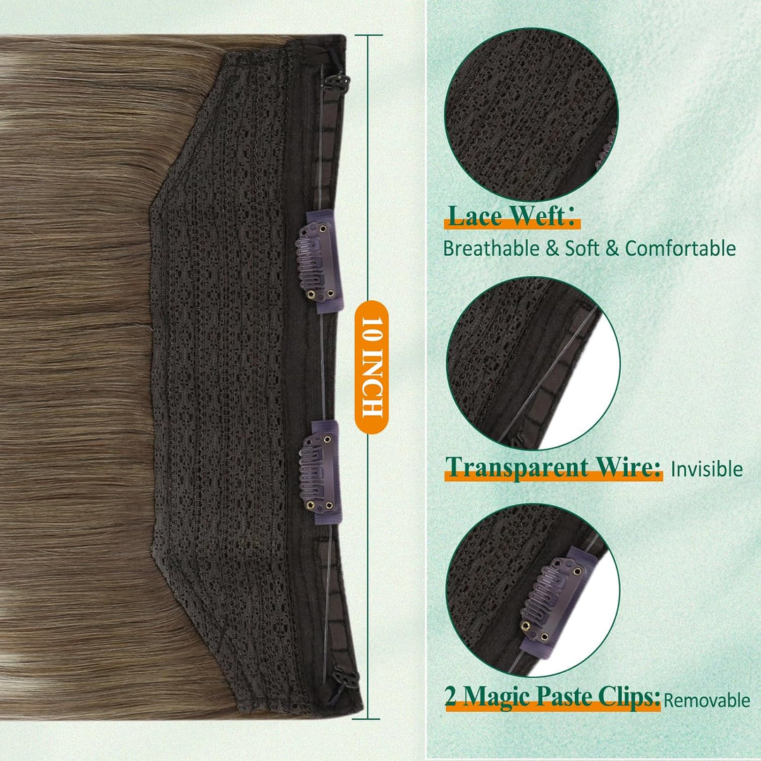 Easyouth Extensions Echthaar mit Draht Remy Haarverlangerung mit Draht 18 Zoll 80g Farbe Mittelbraun