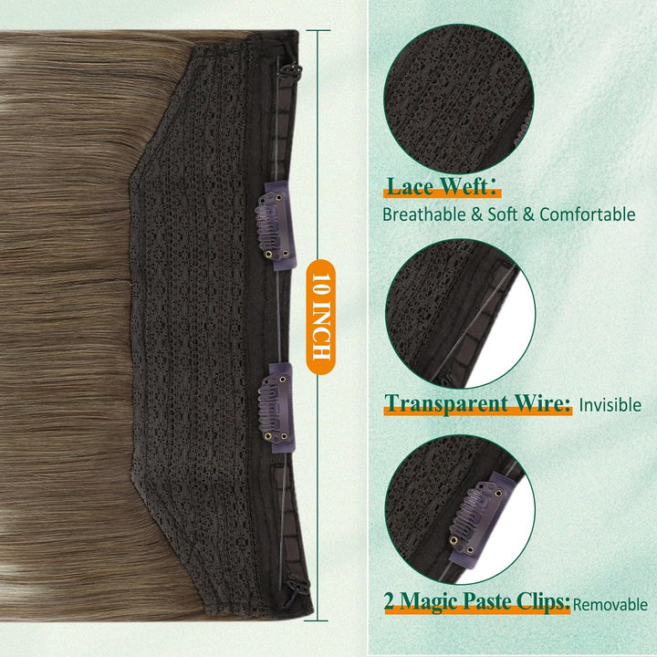 Easyouth Extensions Echthaar mit Draht Remy Haarverlangerung mit Draht 18 Zoll 80g Farbe Mittelbraun