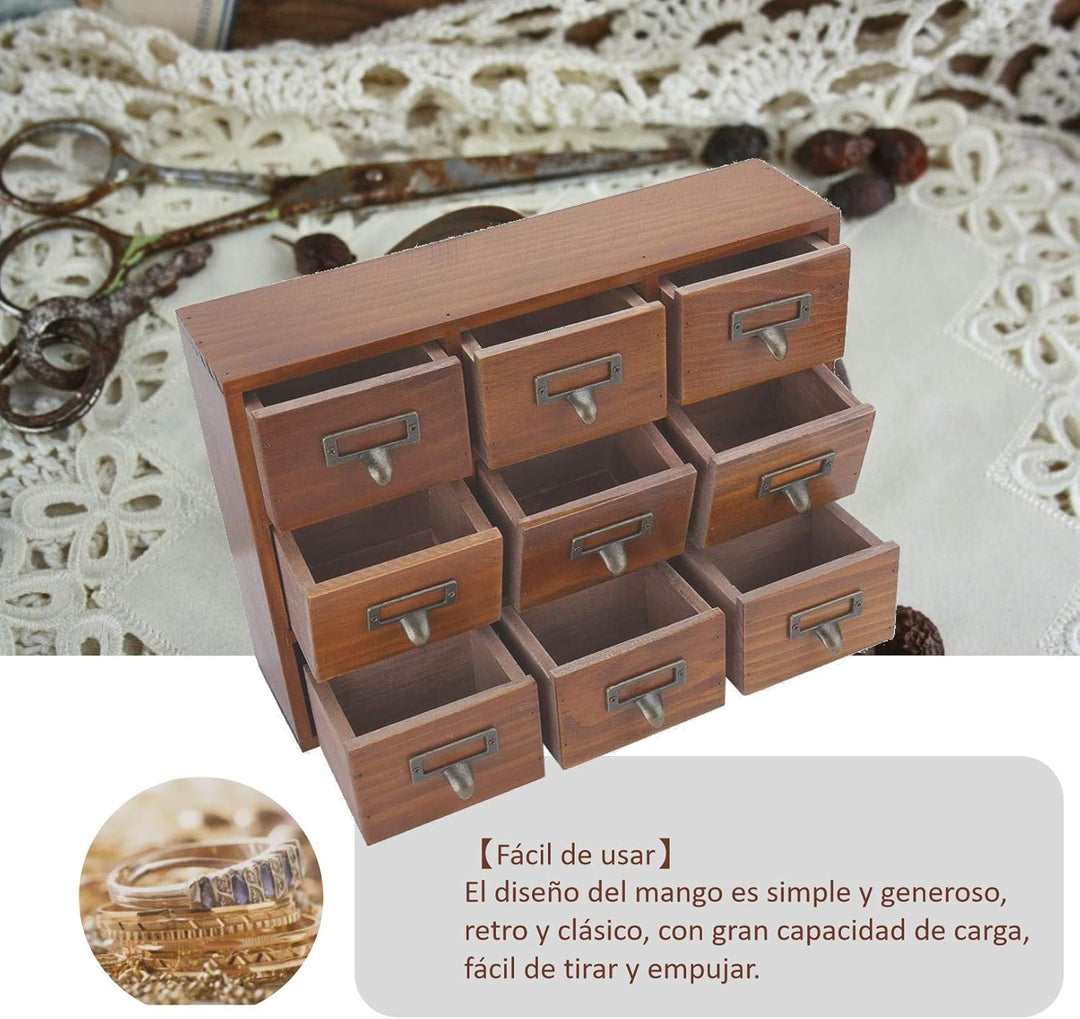 DAUERHAFT Vintage Schublade, Aufbewahrungsbox aus Holz, Vintage SchubladenOrganizer, Apothekerschran