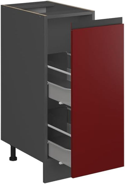 Vicco Apothekerschrank R-Line, Rot/Anthrazit, AP Marmor Rot Apothekerunterschrank 30 cm, AP Marmor,