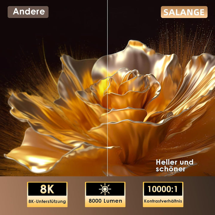 Salange Mini Beamer 2026,8K Unterstützt Smart Projektor Android, Tragbarer mit WiFi 6 und Bluetooth