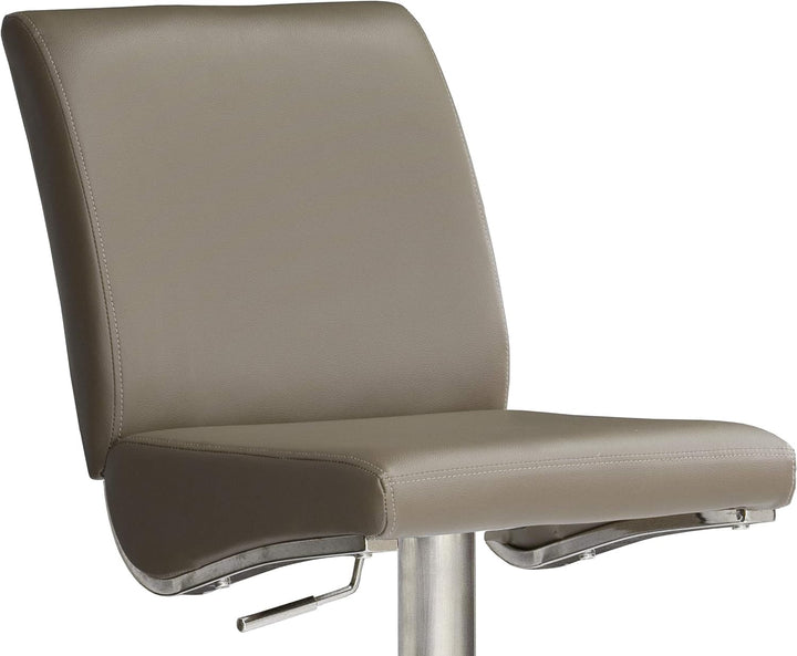 Robas Lund Barhocker Leder Cappuccino mit Lehne Barstuhl drehbar 360 Grad, Hocker höhenverstellbar,