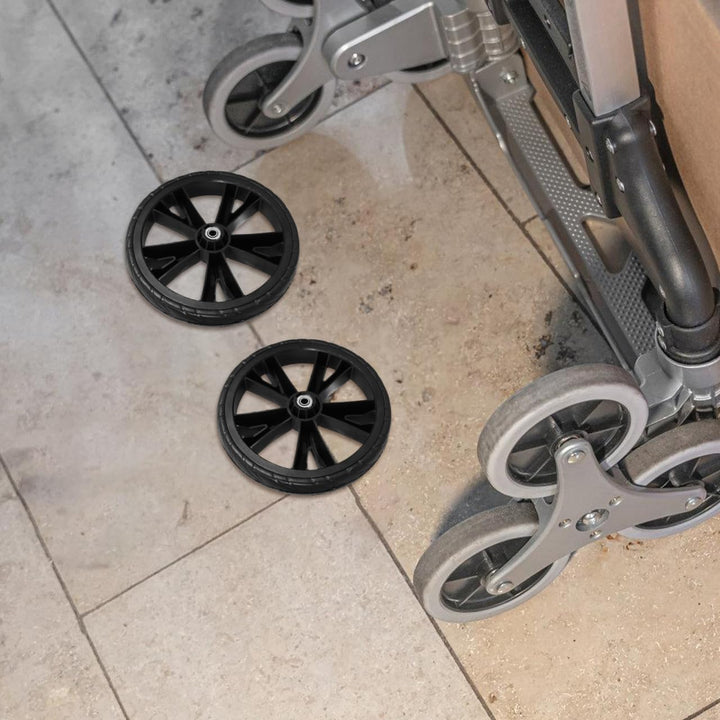 2St ErsatzräDer FüR Einkaufswagen, Treppensteiger-RäDer Aus Plastik, Schwarz, 20cm Durchmesser, Leis