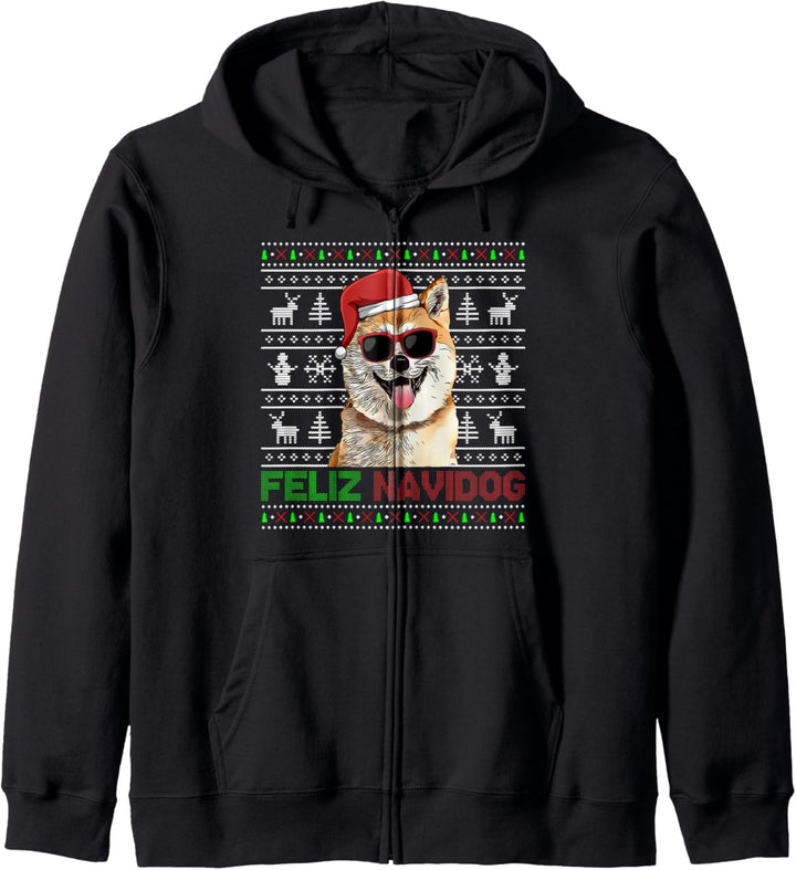 Akitas Dog Feliz Navidog Lustige Weihnachten Kapuzenjacke