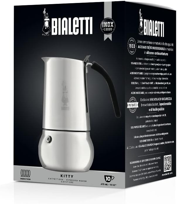 Bialetti 4885 0004885/CN Espressokocher, Aluminium, silber, 10 Tassen 10 Tassen Single