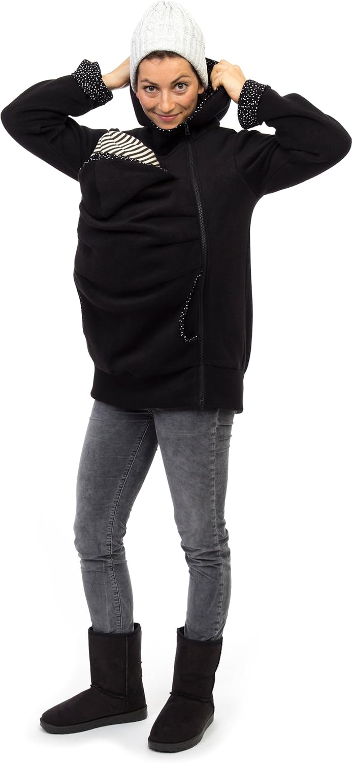 Viva la Mama Kängurujacke, Tragejacke für Baby aus Fleece - AHOI XL Schwarz /Kosmos, XL Schwarz /Kos