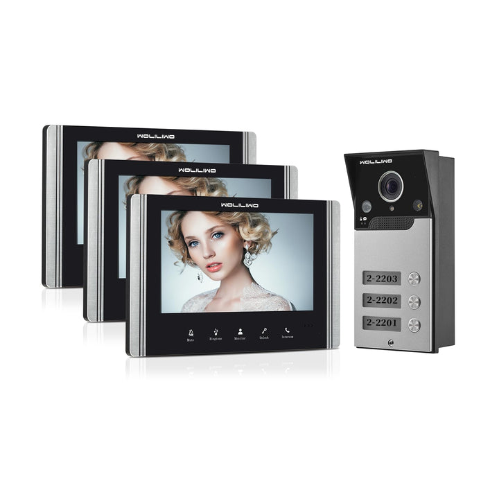 WOLILIWO Video Türklingel mit Kamera,3-familienhaus Video Doorbell Intercom with 7-Inch Monitor,Spre