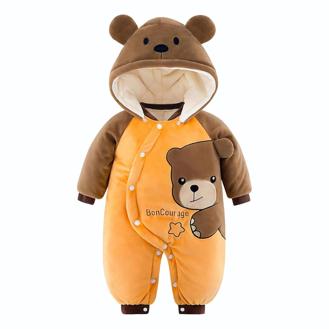 Minizone Baby Overall Mit Kapuze Footies Winter Strampler Schneeanzüge Karikatur Jumpsuit Mädchen Ju