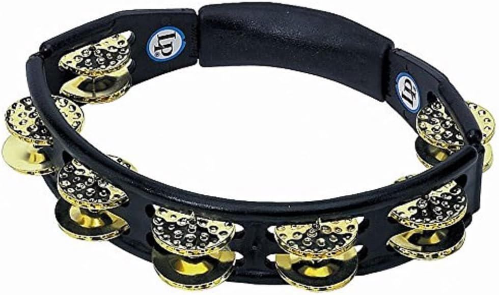 LP Latin Percussion LP861508 Tambourin Cyclop Handmodell schwarz Messingschellen zweireihig Dimpled