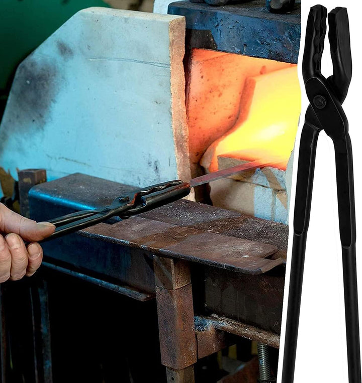 Schmiedzange Schmied Forge Werkzeugset Schmiedwerkzeug Schmied Amboss Werkzeugset，V-Bit-Zange & Wolf
