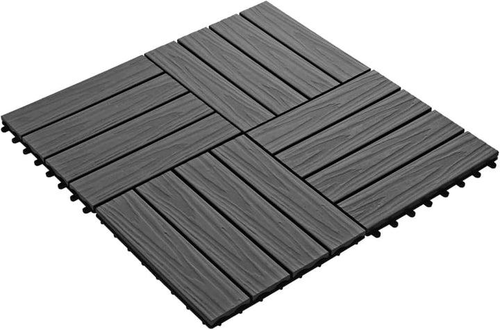 Festnight WPC Terrassendielen Terrassenplatten 30x30 cm 11er Spar Set für 1m² Schwarz in Holzoptik f