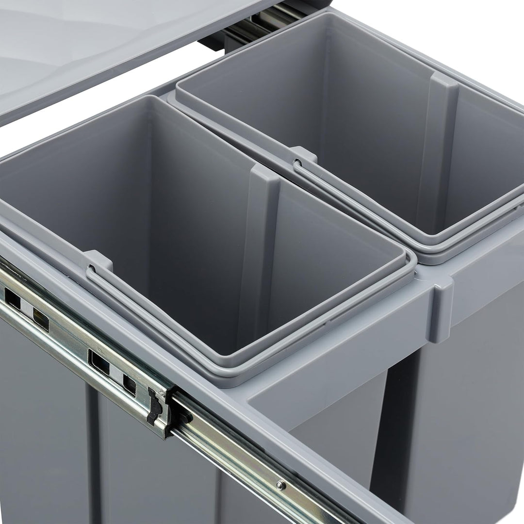 Relaxdays Einbaumülleimer 3-fach, ausziehbar, Küchenmülleimer für Unterschrank, 15 l &amp; 2x 8 l, 34,6