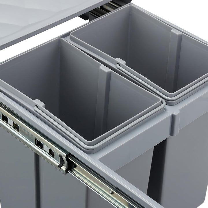 Relaxdays Einbaumülleimer 3-fach, ausziehbar, Küchenmülleimer für Unterschrank, 15 l &amp; 2x 8 l, 34,6
